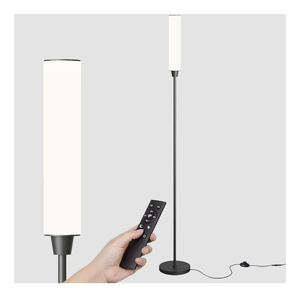 Floor Lamp with Remote Control,Bright Floor Lamps for Living Room/Bedroom/Office, Stepless Adjustable 3000K-6000K Colors and 10-100% Brightness,Standing Light with Foot Switch (Black)