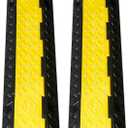 CXRCY Cable Ramp 2 Pack of 3 Channel PVC Rubber Cable Protector, 44000lbs Capacity Heavy Duty Speed Bumps Hose Cord Protector Ramps for Wire Hose Pipe Hider Driveway Outdoor