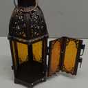 NEEDOMO 11'' Moroccan Lanterns Decorative Indoor & Outdoor, Vintage Christmas Candle Holder, Metal Lanterns Decorative, Table, Patio, Porch, Shelf, Christmas Spring Halloween Home Decor (Amber) (Medium)