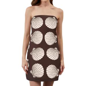 Floral Tube Bandeau Mini Dress Women Summer Sleeveless Strapless Short Dresses Casual Off Shoulder Beach Dress L
