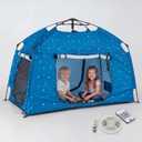 Kids Play Tent-Portable Playhouse Children House -Easy Set up Indoor Outdoor with Carry Bag for Kids-Light Strip Design for Night Use with Starry Fabric - Space for Children and Parents-Birthday