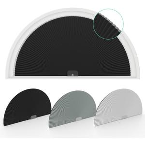 Changshade Arch Window Shades Blackout,Half Moon(Radius: 24") Blackout Pleated Window Shades, Half Circle No Drill Cellular Shades for Windows, Easy Cut and Install,Pack of 2, 24"*48"-2pcs