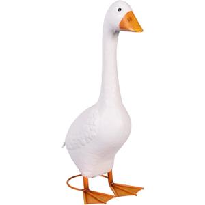 Evergreen 21" H Giddy the Goose Statue, Metal Porch Goose Indoor or Outdoor Decorative Figurine for Garden, Patio, Entryway Accent Yard Decor Animal Statue