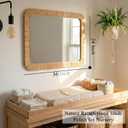Rattan Rectangular Mirror 24x36, Boho Decorative Wall Mirror for Bathroom, Farmhouse Vanity Mirror for Nursery, Bedroom, Living Room Decor, Nursery & Children's Room