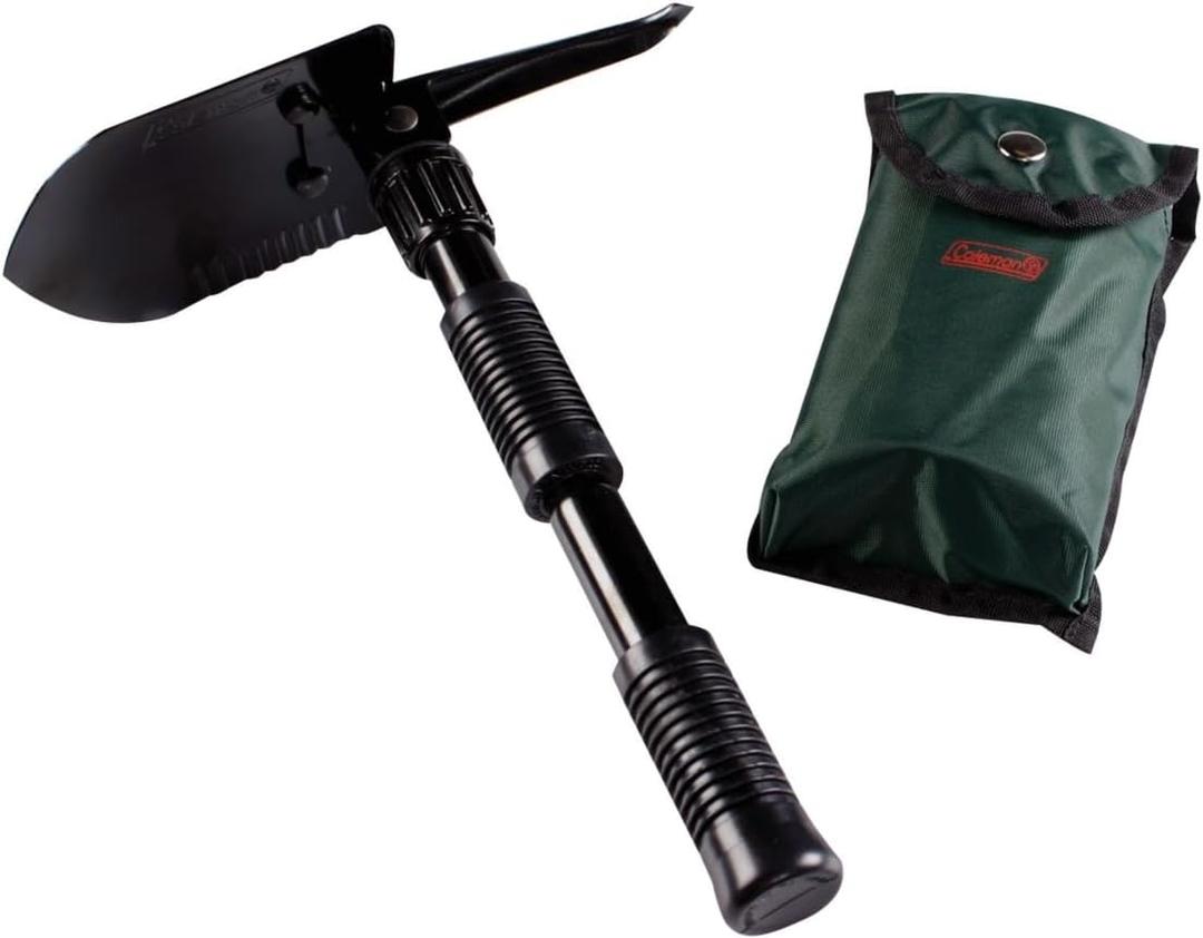 Coleman Backpacking Folding Shovel & Pick, Steel Folding Spade with Serrated Edge & Carry Case, Great for Camping, Fire Pits, Emergencies, Backyard, & More (16.25")