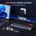 TobenONE 16-in-1 USB-C Docking Station 3 Monitors & Dual Monitor,2 HDMI+DP+6 USB Ports for Office & Home Use,Capable of 100W Power Supply & 2.5Gbps Ethernet, Used with Dell/HP/Lenovo