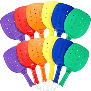 Plastic Paddleball Racket PE Equipment for Elementary School with Lanyard Classes Equipment, 15.2 x 7.5 Inches