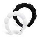 Tobeffect 2 Packs Spa Headbands for Washing Face, Facial Makeup Head Bands Puffy Terry Cloth Hair Bands Set Skincare Hair Accessories for Women Girls Skin Care Gifts (Black and White)