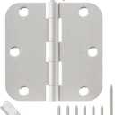 Door Hinges Brushed Nickel - 48 Pack 3.5 Inch Rounded with 5/8" Radius Satin Nickel Door Hinges for Interior and Exterior Doors - Heavy Duty 3 1/2" Silver Residential Door Hardware
