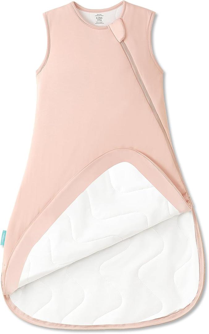 PurComfy Supersoft Sleep Sack 1.0 TOG, Premium Bamboo Viscose Baby Sleeping Bag, 2-Way Safe Zipper Sleep Sacks 15-24 Months (Blush)