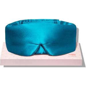 LitBear Silk Sleep Mask for Side Sleeper, Eye Mask Sleeping for Women Men 100% 22 Momme Pure Mulberry Silk, Face-Hugging Padded Silk Eye Cover for Sleeping with Adjustable Band (Peacock Blue)