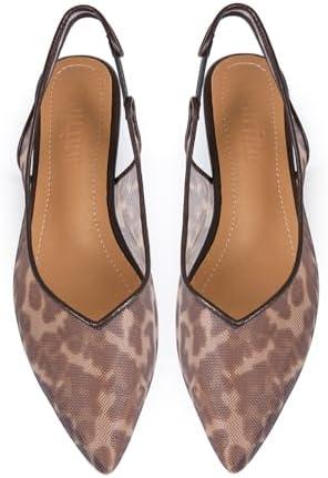 Volrina Mesh Slingback Ballet Flats Shoes for Women Pointed Toe Slip On Low Heels Casual Work Comfortable Soft, 8.5