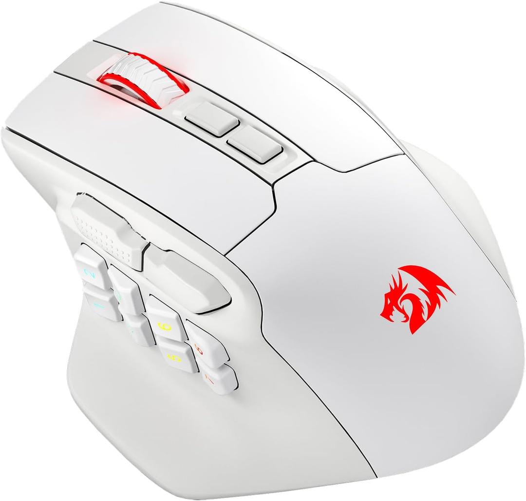 Redragon M811 PRO Wireless MMO Gaming Mouse, 15 Programmable Buttons RGB Mouse w/Ergonomic Natural Grip Build, 10 Side Macro Keys, Software Supports DIY Keybinds & Backlit