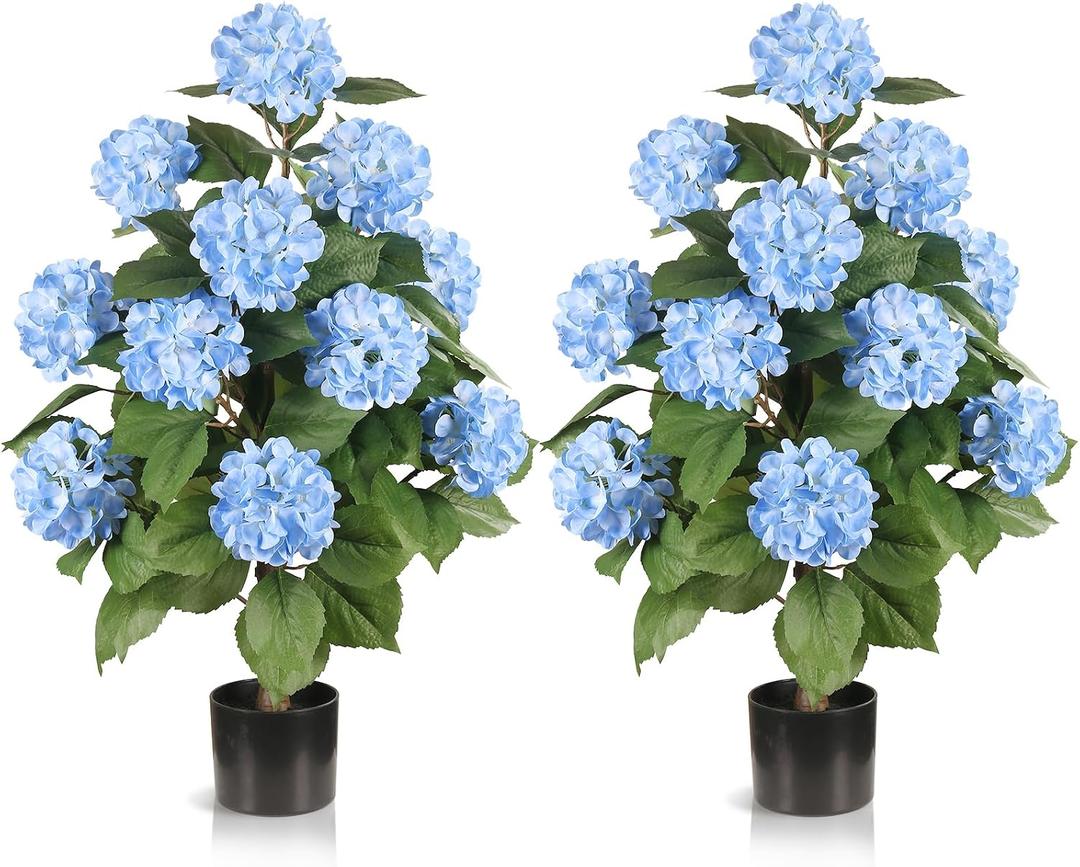 3FT Artificial Hydrangea Tree,Blue 2 Pack
Faux Silk Plant, Fake Hydrangea Bush Flower Tree, For Porch Patio Living Room Decor