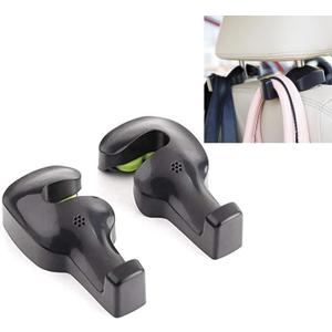Universal Car Vehicle Back Seat Headrest Hanger Holder Hook for Bag Purse Cloth Grocery (Black - Set of 2)