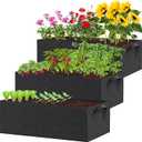 3 Pack Fabric Raised Garden Bed, 22 Gallon 3x1x1 FT Garden Growing Bags with Handle, 3 Grids Breathable Garden Grow Bed Bag Grow Planter Bags Plant Bed for Planting Vegetables, Flowers and Herbs