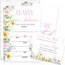 Floral Baby Shower Invitations, Baby Shower Invites, Butterfly Gender Reveal Party Invitations, Diaper Raffle Tickets & Book Request Card, 25 Set With Envelopes- BSinvite 08