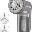 BEAUTURAL Fabric Shaver and Lint Remover, Sweater Defuzzer with 2-Speeds, 2 Replaceable Stainless Steel Blades, Battery Operated, Remove Clothes Fuzz, Lint Balls, Pills, Bobbles Gray