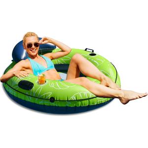 JOSEN River Floats for Adults Heavy Duty 350lb, XL River Tubes for Floating - 53" Large Pool Floats Adult with 2 Cup Holders, Inflatable Floating Tube, River Run Tube Lake Water Tubes (Green)