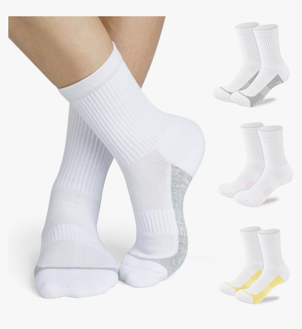 Crew Socks Women Athletic Hiking Running Cushioned Compression Socks 3-5 Pairs, Size 5-8