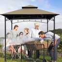 Grill Gazebo Replacement Canopy Roof Hugline 5x8 Outdoor Grill Shelter Canopy Top Double Tiered BBQ Tent Cover Fit for Model L-GG001PST-F (Khaki)