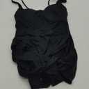 QINSEN Square Neck Swim Dress for Women Tummy Control One Piece Swimsuit Wrap Bathing Suit (Medium, Black)