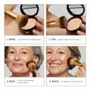 LAURA GELLER Full Face Powder Makeup Brush with Wooden Handle in Midnight Black Foundation, Setting Powder, Blush, Bronzer, Highlighter and Luminizers Sheer, Even Application and Blending Makeup