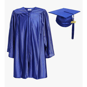 Newrara Unisex Shiny Kindergarten Graduation Gown Cap with Tassel Royal Size 30"