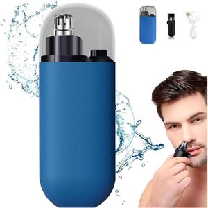 Portable Nose Hair Trimmer, 2024 Portable Nose Hair Trimmer for Men and Women, Type-C Rechargeable Nose Trimmer 360°Capture of Nose Hair, Blue