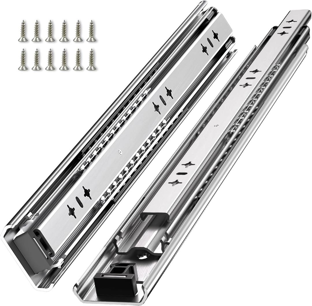 SLIDEWAY 260 Lbs Heavy Duty Drawer Slides 1 Pair 8 10 12 14 16 18 20 24 26 30 32 40 Inch Full Extension Ball Bearing Sliding Rails Cabinet Runners Tracks Tool Box Glides (53mm Wide)-22"