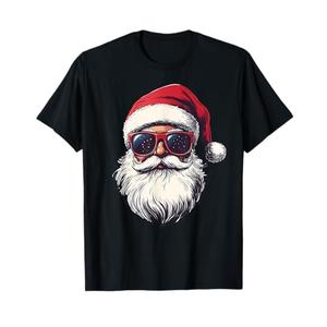Cool Santa Claus Face Retro Sunglasses Christmas Men Boys T-Shirt, Size M