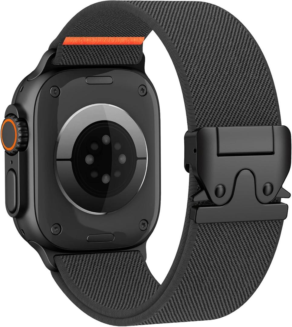 Elastic Sport Band for Apple Watch Ultra 3/2/1 Bands 49mm 46mm 45mm 44mm 42mm 41mm 40mm 38mm Men Women, Adjustable Parachute Buckle Nylon Fabric Wristband for iWatch Series 11 10 SE 9 8 7 6 5 4 3