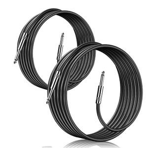 2-Pack 25ft 1/4 Inch TS Cable, Professional Quarter Inch TS Stereo Interconnect Cable