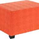 uxcell Stretch Foot Stool Cover Stripe Square Foot Stool Slipcover with Elastic Furniture Protector for Living Room Bedroom Fit Length 57-70cm / 23"-27", Medium, Orange
