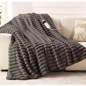 Qieryun Heated Blanket Electric Throw, Soft Flannel Heating Blanket with 8 Hours Auto Off 10 Fast Heating Levels Machine Washable Sherpa Heated Blanket with Overheating Protection (Throw (50" x 60"), Light Gray)