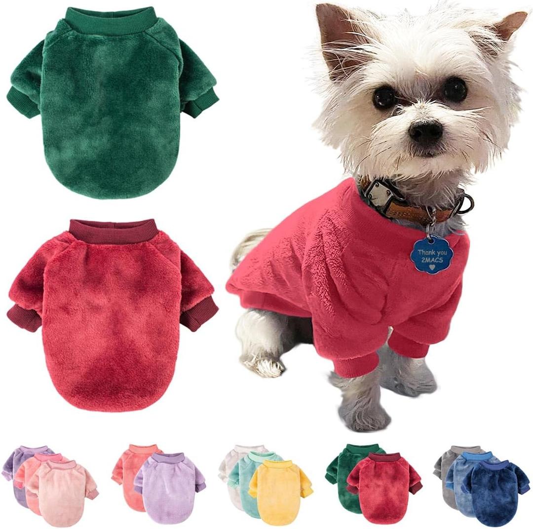 FabriCastle Christmas Dog Sweater, 2-Pack Dog Clothes, Soft and Warm Pet Jackets for Small Dogs & Cats, Winter Pet Apparel Costumes, Puppy Outfits (Dark red,Dark Green, Large)