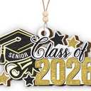 3 x Graduation Gifts for High School Seniors, Unique Senior Class of 2026 Graduation Ornament, Senior 2026 Gifts for Boys Girls Daughter on Christmas, Wood Graduate Cap Christmas Ornament