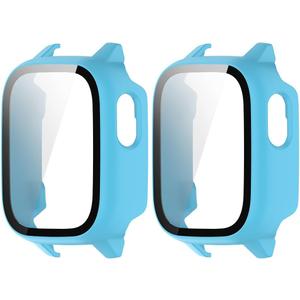 2 Pack Watch Case Compatible for Cosmo JrTrack 5 Tempered Glass Screen Protector Protective Cover Coverage Bumper.(Blue)