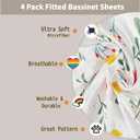 4 Pack Bassinet Sheets 21" x 35", Compatible with Amke, Ezebaby, Evolur Stellar and Mereryi Baby Bassinet, Soft and Skin-Friendly, Pink and Rabbit