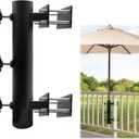 Heavy Duty Adjustable Metal Patio Umbrella Holder Clamp Stand - Durable Umbrella Mount for Deck Railing, Outdoor Courtyard & Balcony - Perfect for Wind Resistance