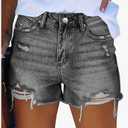 Womens Mid-High Waisted Ripped Denim Jean Shorts Cutoff Stretchy Summer Hot Short Pants, Medium