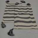 Smile Bee Boho Outdoor Couch Throw Pillow Covers Set of 2, Decorative Lumbar Thick Woven Striped Accent Neutral Pillow Covers with Tassels for Bed Sofa Home Decor, 12x20 Inch, Black and Cream White