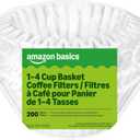 Amazon Basics Basket Coffee Filters for 1-4 Cup Coffee Makers, White, 200 Count