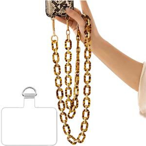 Phone Crossbody Chain Cell Phone Lanyard,Acrylic Shouder Strap Universal Cellphone Chain Strap with Tether Patches Compatible with Most Phones Bag Purse (P) (J)
