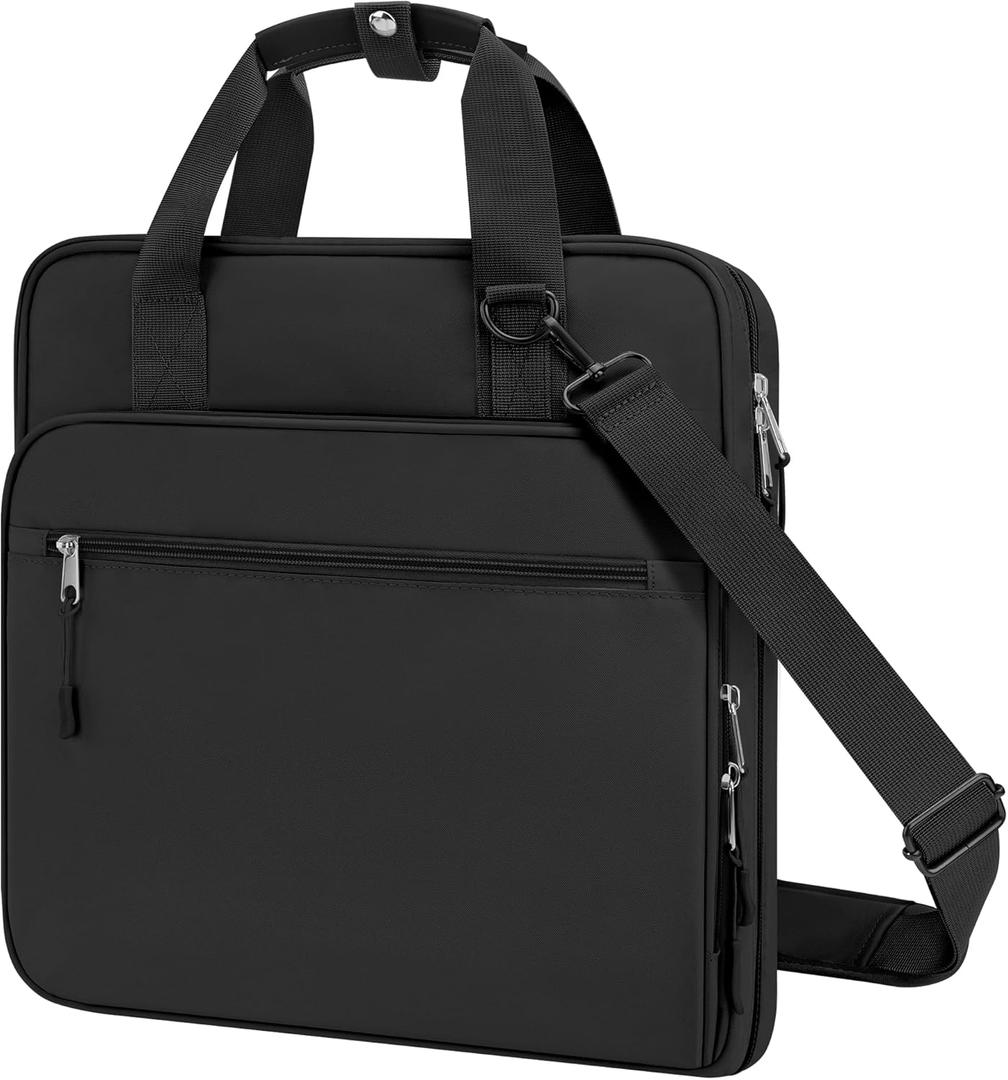 3 Ring 2 Inch Zipper Binder, 500 Sheet Capacity Binder with Zipper for Girl and Boy, Compatible with 13-Inch MacBook, Handle and Shoulder Strap Included (Black)