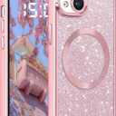Glitter for iPhone 14 Case, Cute Bling Phone Case iPhone 14 6.1" [Compatible with MagSafe] Luxury Sparkle Shockproof Slim Full Body Protective Phone Cases Covers for Women and Girls, Pink