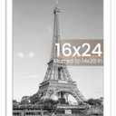 upsimples 16x24 Picture Frame, Display Pictures 14x20 with Mat or 16 x 24 Without, Wall Hanging Poster Frames, White, 1 Pack