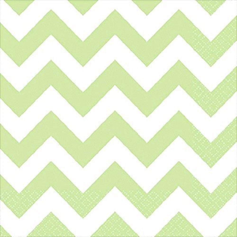 Disposable Chevron Print Beverage Napkins Tableware, 16 Pieces, Made from Paper, Leaf Green, by Amscan