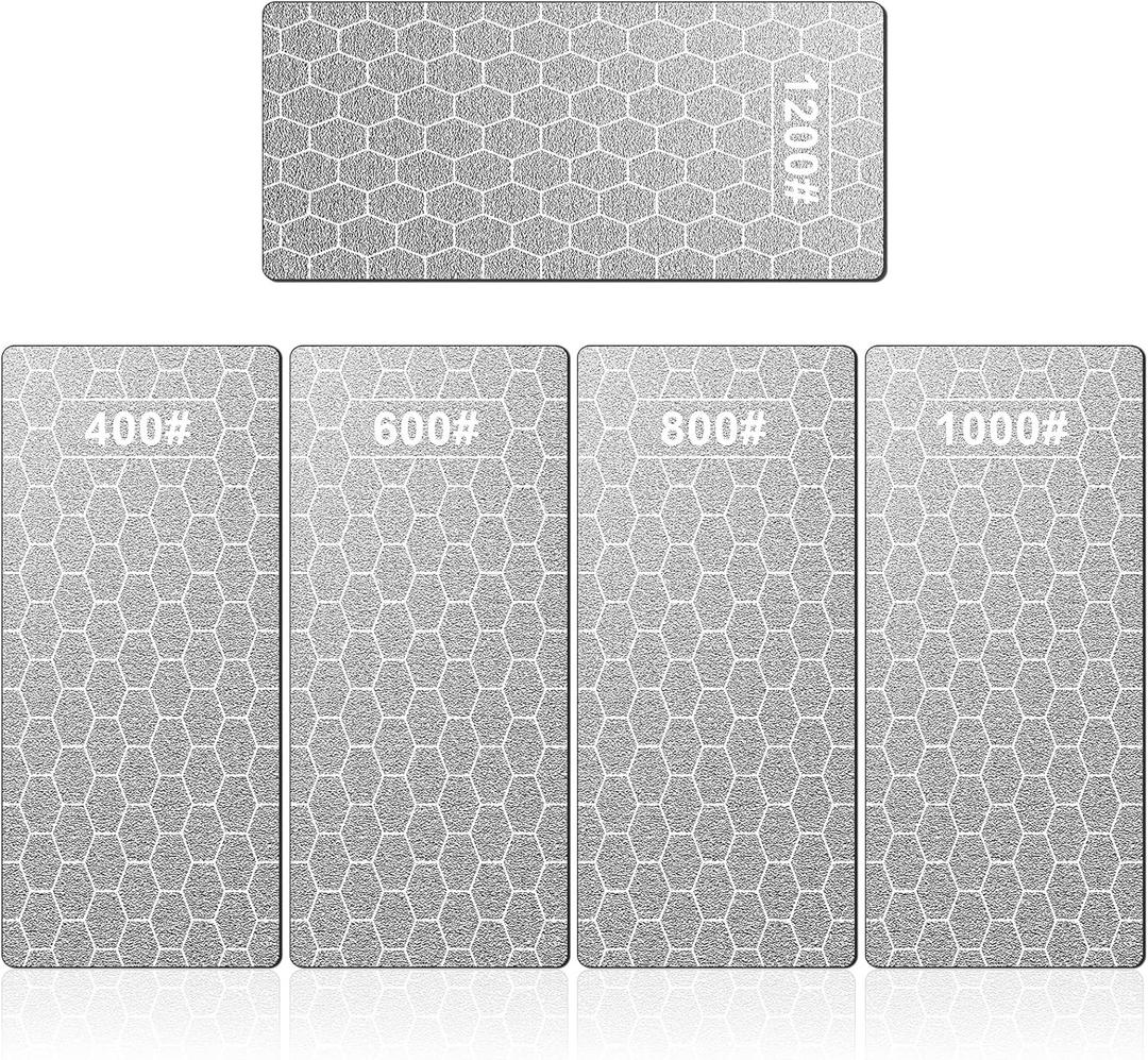 Diamond Sharpening Stone, 5 Pcs Knife Sharpening Stone with Extra Fine/Coarse Plate and Non-slip Base, 400/600/800/1000/1200 Grit