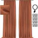 INOVADAY 100% Blackout Curtains for Bedroom, Black Out Curtains 84 Inch Long, Clip Rings Linen Blackout Drapes, Thermal Insulated Room Darkening for Living Room, 2 Panels - Orange,W50xL84
